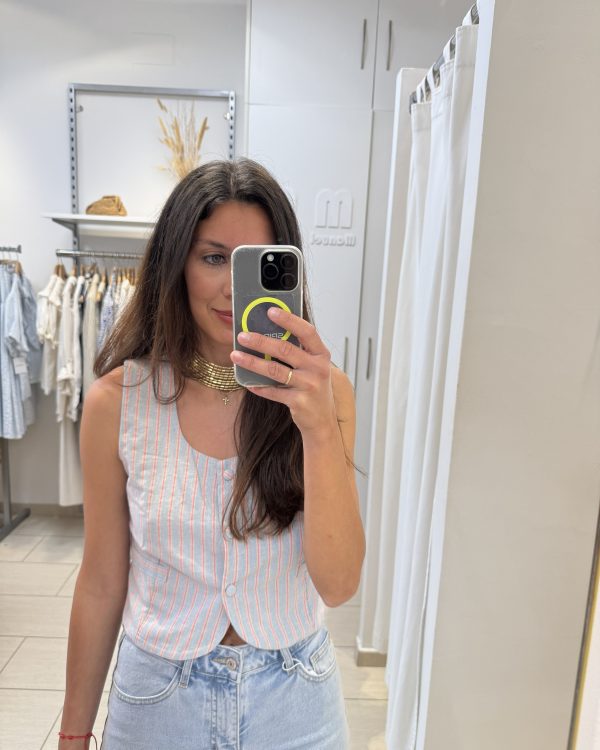 Chaleco Gilda Celeste a Rayas