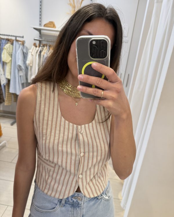 Chaleco Gilda Beige a Rayas