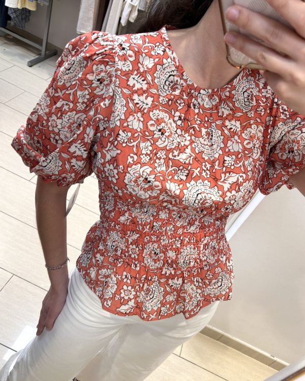 Blusa Coral Manga Abullonada Triana