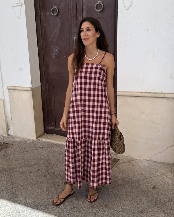 Vestido Vichy Andrea Burdeos